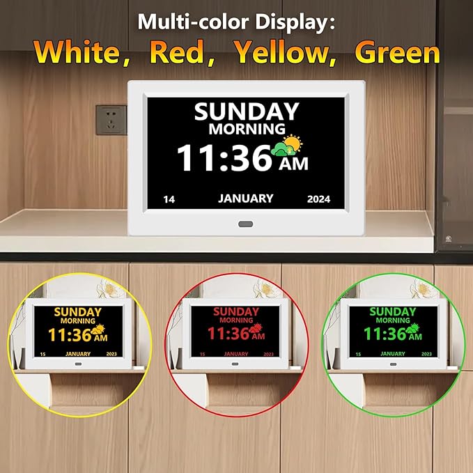 LXBYJKJ 10 Inch Digital Clock with Day and Date for Elderly Alzheimer's Clock Customizable Alarms 3 Display Modes Large Font Alarm Clock for Seniors Auto DST