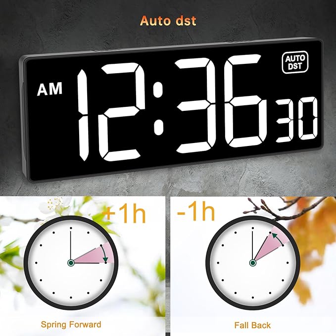 Soobest Digital Wall Clock with Seconds for Gym, Remote Countdown Timer Large LED Display 5 Dimmer, (10.2" White)