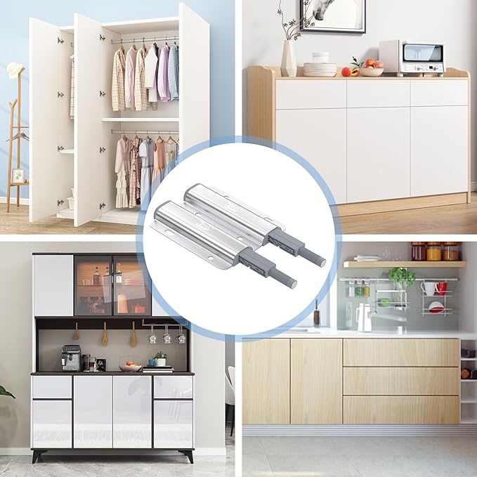 Jiayi Metal Cabinet Door Catches Heavy Duty 2 Pack Double Cabinet Push to Open Door Latch Touch Latches Kitchen Door Push Release Latch for Drawer Closure Push Catch Press Out Cabinet Hardware