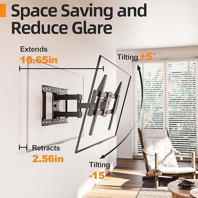 IWORKBOARD 75 85 inch Full Motion TV Wall Mount for 40-86'' TV Mount, Heavy Duty Adjustable articulating Bracket Tilt Swivel Extension Level, VESA 600x400mm, 16" Studs, 132 lbs for 65 70 75+ TVs