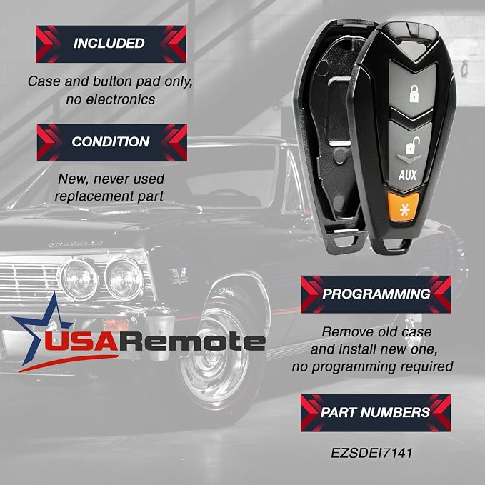 Case Shell Key Fob fits Viper Hornet DEI Python Clifford Aftermarket Alarm - Image 4