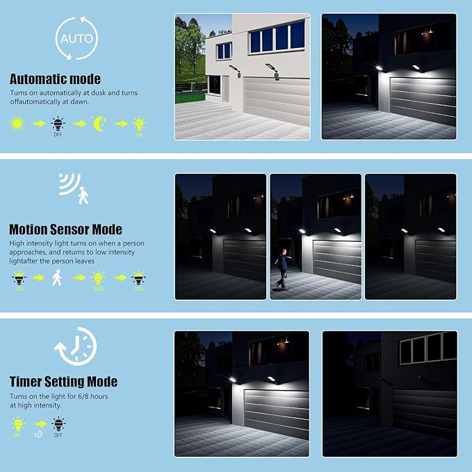 Solar Street Lights Outdoor Waterproof ,30000LM Dusk to Dawn Solar Lights with Motion Sensor and Remote Control Solar Powered LED Flood Light Outside for Parking Lot, Security, Garden, Garages 2 Pack