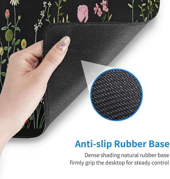 CANFLASHION Desk Pad,Office Desk Mat 31.5"×11.8" Large Gaming Mouse Pad,Durable Extended Computer Mouse Pad,Waterproof Thick Big Mouse Pads with Non-Slip Rubber Base Office Home Colorful Flowers