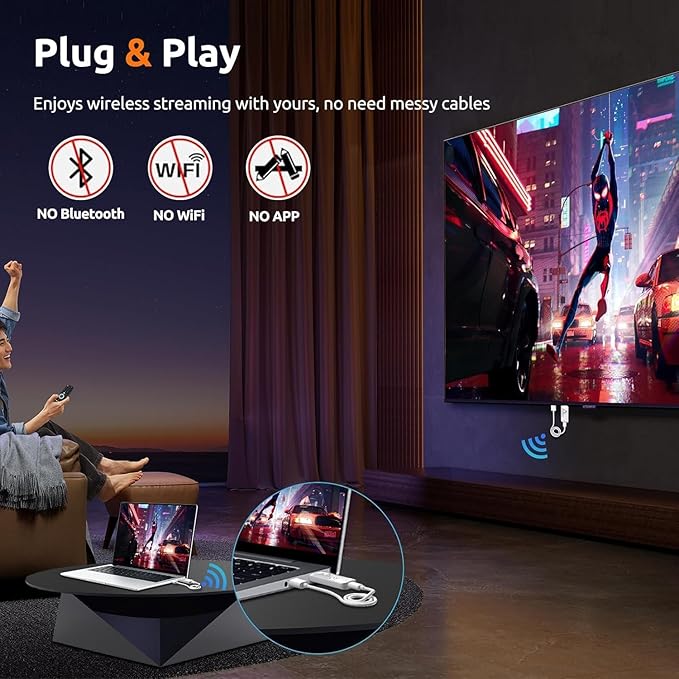 Wireless HDMI Transmitter with 2 Receivers (382FT/100M), 2.4G+5G,Plug & Play,Wireless HDMI Supports 4K Decode & 1080P Full HD Output, Streams from STB, PC, DVD, CCTV to TV, Projector, Monitor