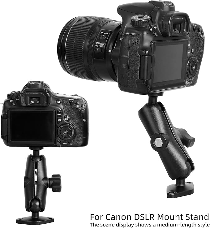 xik Heavy Duty 1/4"-20 Thread Mount: 5.91 inch Aluminum Long Arm with Double Ball Head & 1" Ball- Rhombic Base - Fits DSLR Camera, CCTV, Action Cam, Projector, Security Camera (Wall/Desk/Car/Boat)