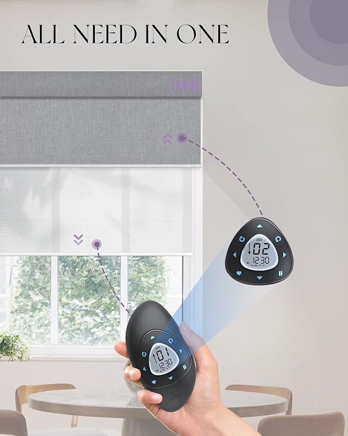 Graywind Motorized Dual Shades for Windows Smart Double Blinds Blackout and Light Filtering Motorized Blinds with Remote Alexa Google Control Day Night Shades, Custom Size (Blackout Light Grey)