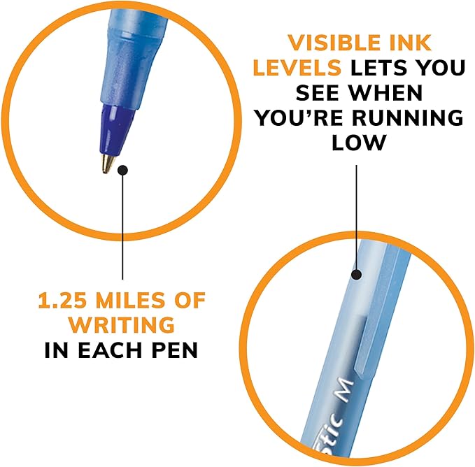 BIC Round Stic Xtra Life Assorted Ink Ballpoint Pens, Medium Point, 60-Count - Image 6