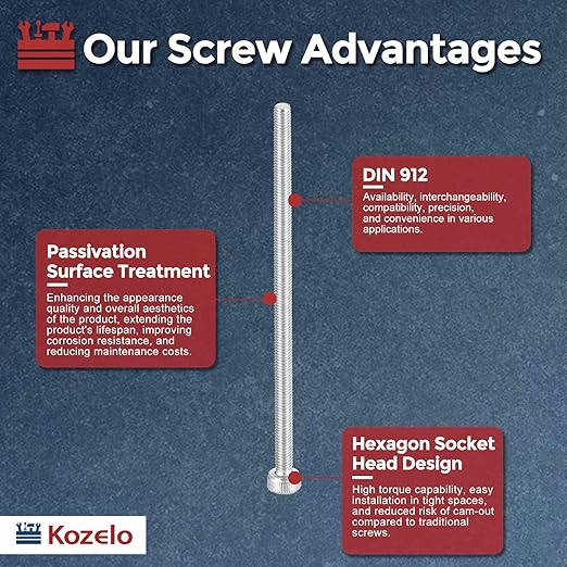 Kozelo 10pcs Socket Head Cap Screws - [M2.5-0.45 x 60mm] 304 Stainless Steel Allen Socket Drive for Electrical Motor 3D Printing Fan Engine Replacement Use, Silver