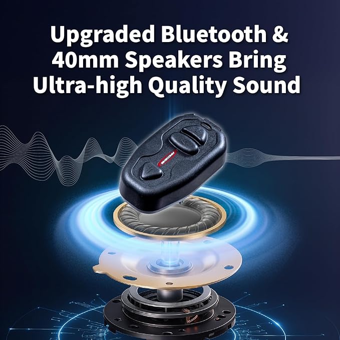 BIKECOMM Salut Motorcycle Helmet Speakers Intercom – 1000M Range Wireless Speakers - Helmet Communication System, IP67, Black