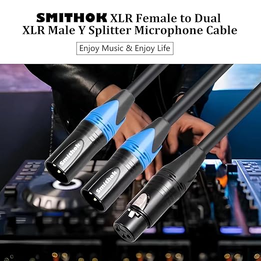 Smithok 2pack XLR Y Splitter Cable,Female to Dual Male Y Cable (XLR Splitter 1 Female to 2 Male),Balanced Microphone Splitter Cord Audio Adaptor - 1.6ft /0.5m