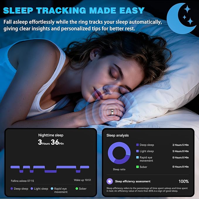 S SECRETTOP Smart Ring for Women, Stylish Fitness Tracker with Heart Rate, SpO2, Sleep Monitoring, Step Monitor, Calorie Counter, IP68 Waterproof (Silver 14)