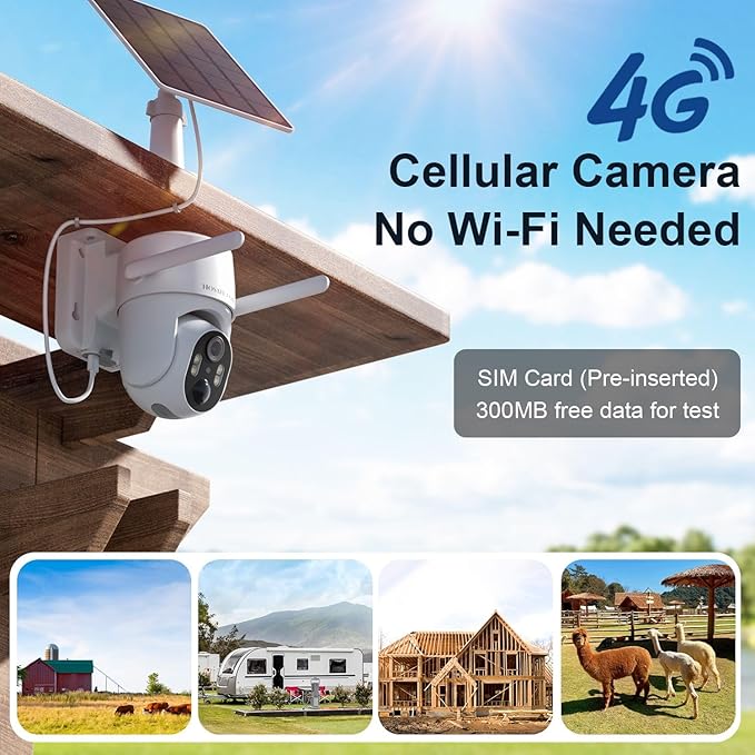 4G LTE Cellular Security Camera No Internet Needed, 2K Solar No wifi Security - Image 2
