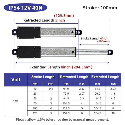 4 Inch 9lbs Mini Stroke 12V Electric Linear Actuator 0.6"/sec Linear Motion Actuator with Brackets for Cabinets, Robotics, Home Automation, Window Opener(40N, 100mm)