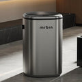 MRBIN Stainless Steel Motion Sensor Tall Bathroom Trash Can with Lid, 5 Gallon Automatic Kitchen Garbage Pail, Electric Covered Silver Metal Waste Basket for Bedroom, Rv, Restroom, Eclipse Grey
