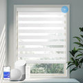 COOLWINDS Motorized Zebra Blinds for Windows Cordless Electric Curtains with Remote Control Blackout Shades Custom Smart Blinds Compatible with Alexa Google Home(Light Filtering White,W48 X 72in)
