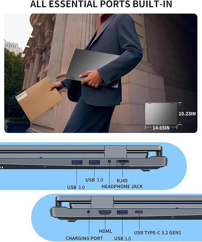 KOOFORWAY Triple Screen Laptop,16” Main + Dual 10.5” Monitors, Core i7-12700H, 32GB RAM,2TB SSD, Win 11 Pro,Wi-Fi 5,BT 5.0,Face & Fingerprint Unlock,USB-C,HDMI for Business/Design/Stock Trading