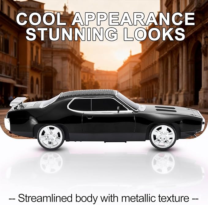 Retro Car Bluetooth Speaker with HD Stereo Sound, TWS Pairing, LED Party Lights, Built-in Microphone, Portable Wireless American Vintage-Style Bluetooth Speaker for Home, Office & Outdoor (Black)