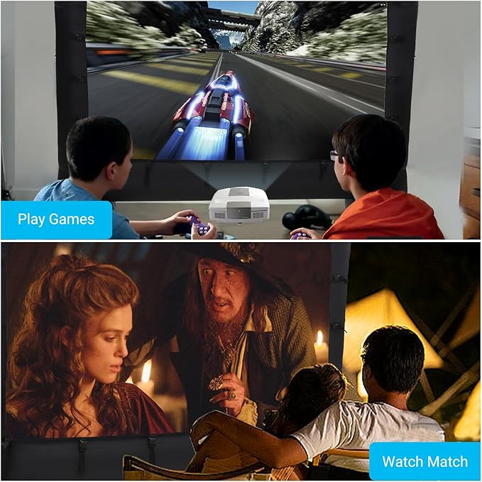 14Ft Inflatable Movie Projector Screen, Outdoor Movie Screen with Quiet Air Blower & Storage Bag, Supports Front/Rear Projection, Easy Setup, Ideal for Home Theater, Movie Nights