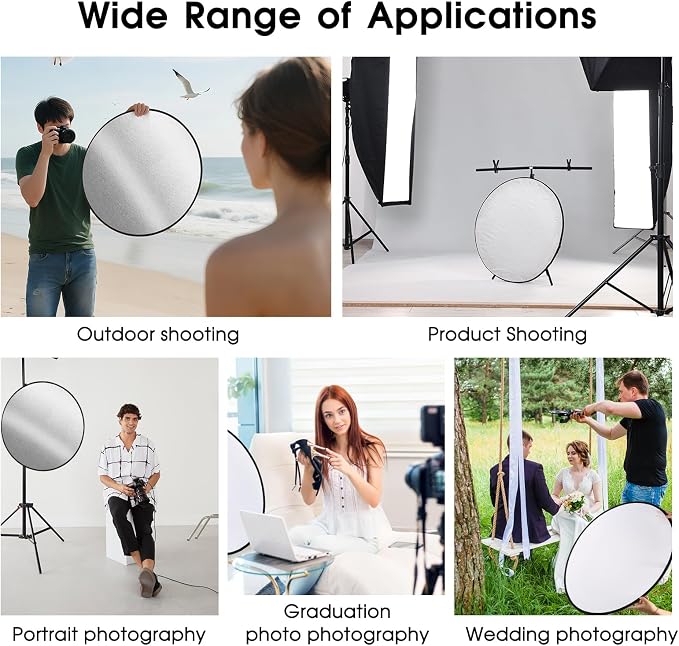 5-in-1 Light Reflector 32 Inch/80 cm Photography Diffuser Collapsible Portable - Image 5