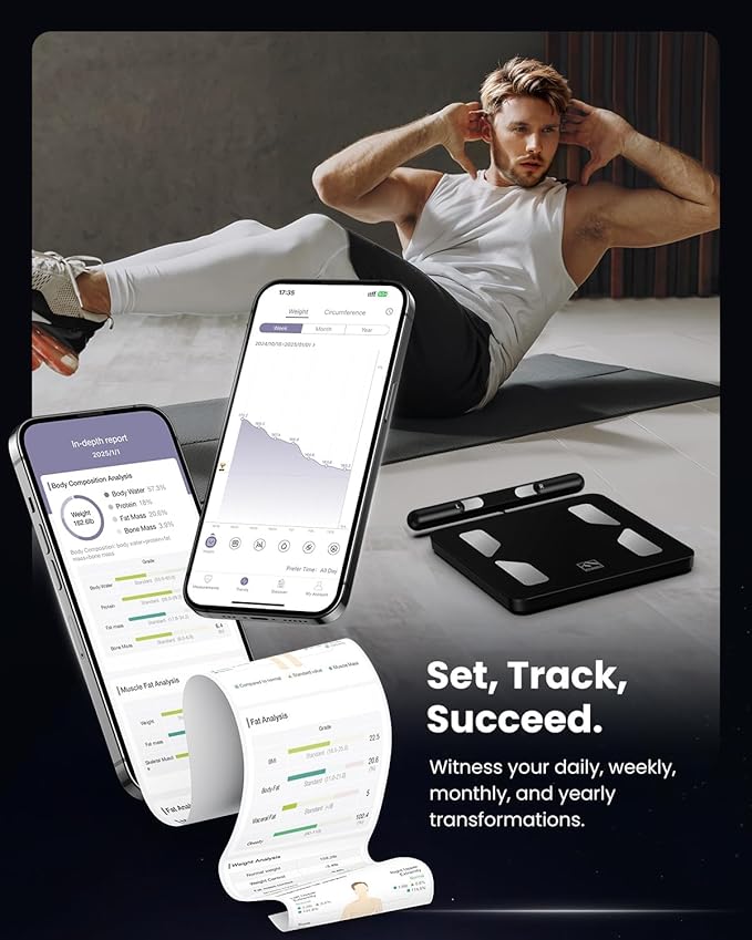 FITINDEX Body Composition Scale for Body Weight, Body Pod Scale [2026 Upgraded], Smart 8-Electrodes with BMI, Body Fat, Muscle Mass, 50 Composition Measurements, Bluetooth