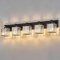 FDPBY Modern Bathroom Vanity Light 5-Lights Plating Black Crystal Bathroom Wall Light Vanity Light Fixtures