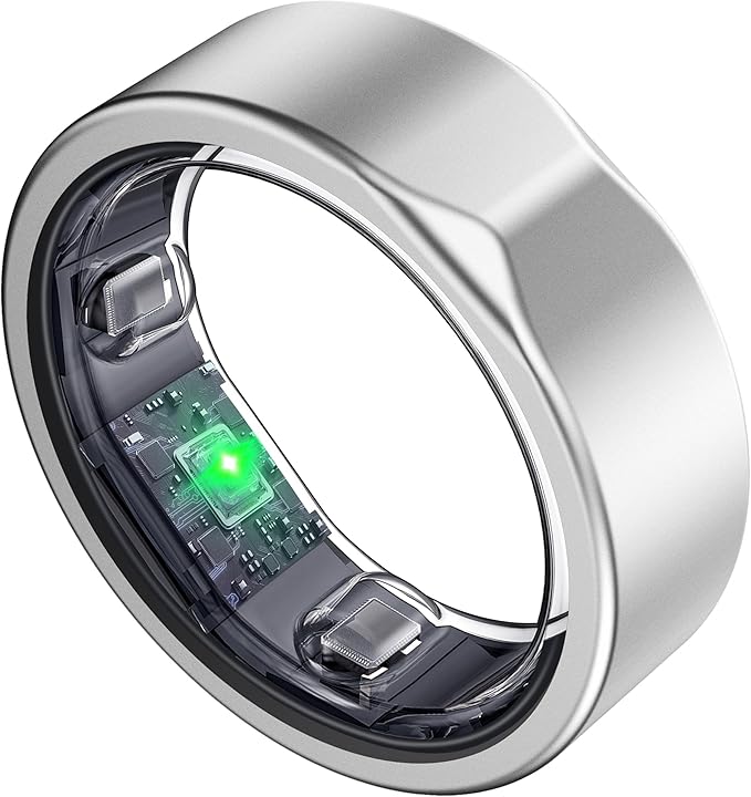 SEEKZERO Smart Ring for Women Men, 5ATM Waterproof for iPhone and Android,No Subscription Fee (Brilliant Silver, Size 10)