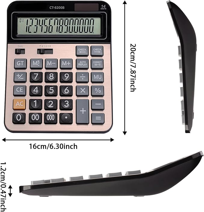 Large Computer Electronic Calculator Counter Solar & Battery Power 14 Digit - Image 2