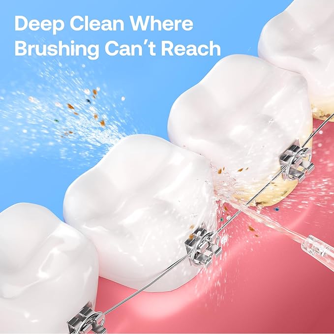 Bitvae Water Dental Flosser Teeth Pick, Portable Water Teeth Cleaner Picks, IPX7 Waterproof Oral Irrigator, 3 Modes 5 Intensities, USB Rechargeable Water Dental Picks for Cleaning - Lavender