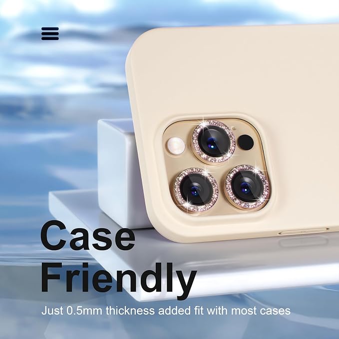 Misea for iPhone 14 Pro/iPhone 14 Pro Max Camera Lens Protector Bling, 9H - Image 5