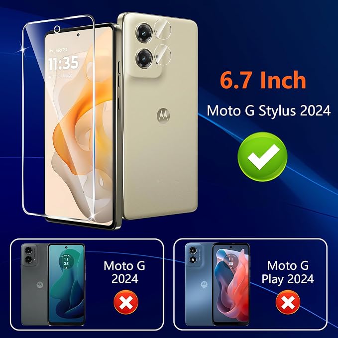 Designed for Motorola Moto G Stylus 5G 2024 Tempered Glass Screen Protector + - Image 2