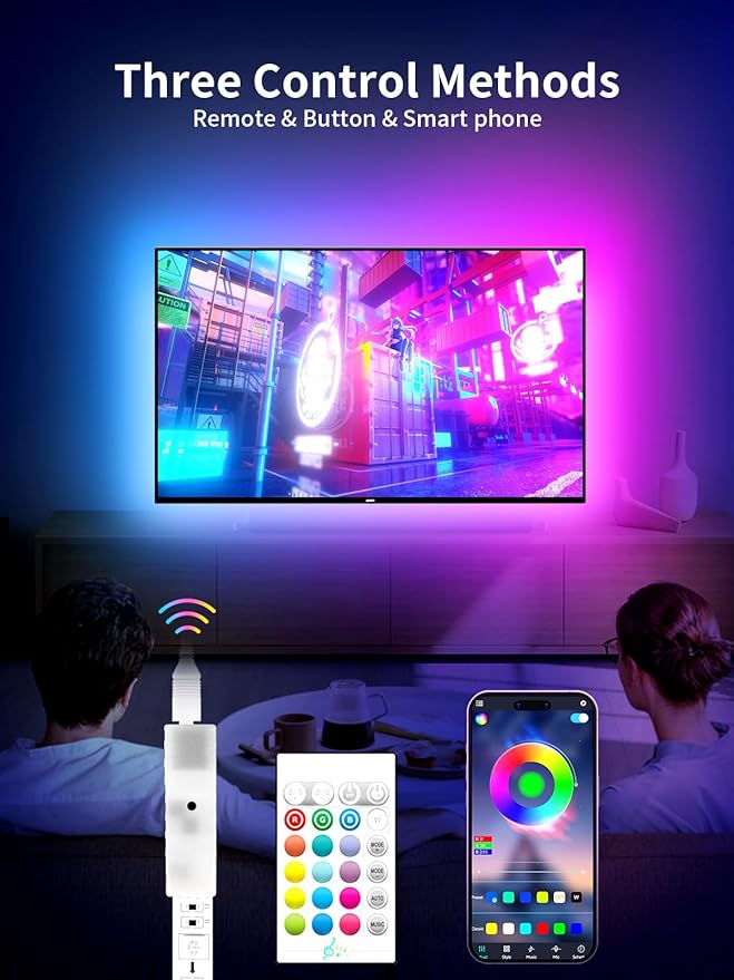 KANTUTOE LED Lights for TV, 19.68ft LED Backlights for 65-80in TV, RGB TV Backlight with Music Sync Bluetooth APP and Remote Control TV Lights Strip USB Powered LED Lights for Bedroom, Gaming