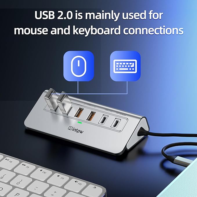 intpw P9R PRO USB C Hub Ethernet, 10Gbps USB C Docking Station 10-in-1 with Type-C & 2 Type-A 3.2 Data, LAN, 4K@60Hz, 2 USB A 2.0, PD 100W, SD/TF Ports, 3.28FT Powered USB Hub for PC, iPhone 17, Mac