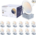 POWERASIA 12 Pack 6 Inch Ultra-Thin LED Recessed Ceiling Light with Junction Box, 5CCT Dimmable 2700K/3000K/4000K/5000K/6000K,15W 1200lm Can Killer Downlight-ETL and Energy Star Certified