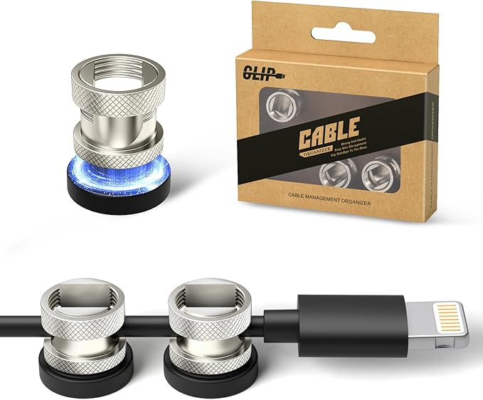 Viaky Magnetic Cord Holder 3 Pack Charger Holders for Cords Metal Cable Management Adhesive Cable Clips Office Desk Accessories Wire Holder Organizer Neatly for Nightstand Office Car Desk