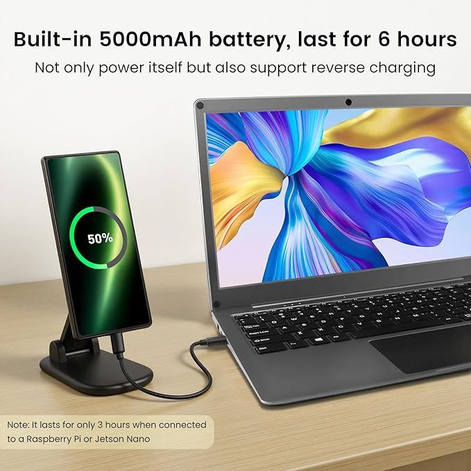 ELECROW Portable Monitor with Keyboard, 14 Inch Lapdock Display with Built-in Battery, 1080P FHD USB C Monitors with RPi5 & Jetson Adapters Compatible with Raspberry Pi, PC, Phone, Mac, Game Console