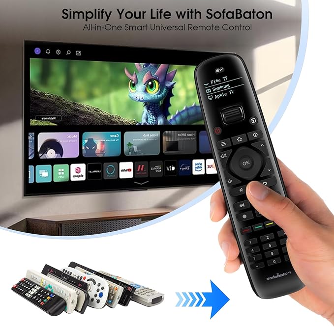 SofaBaton U2 Universal Remote (with Backlight), All-in-One Smart Universal Remote Control with Customized APP for TV/Soundbar/DVD/Blu-ray/Projector and More, Macro Buttons & Extended Infrared Range