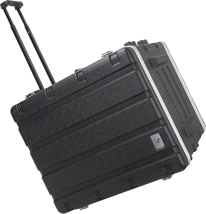 Sound Town Lightweight 12U PA DJ Rack/Road Case with 11U Rack Space, ABS Construction, 19" Depth, Retractable Handle, Wheels and Heavy-Duty Latches (STRC-A12UT)