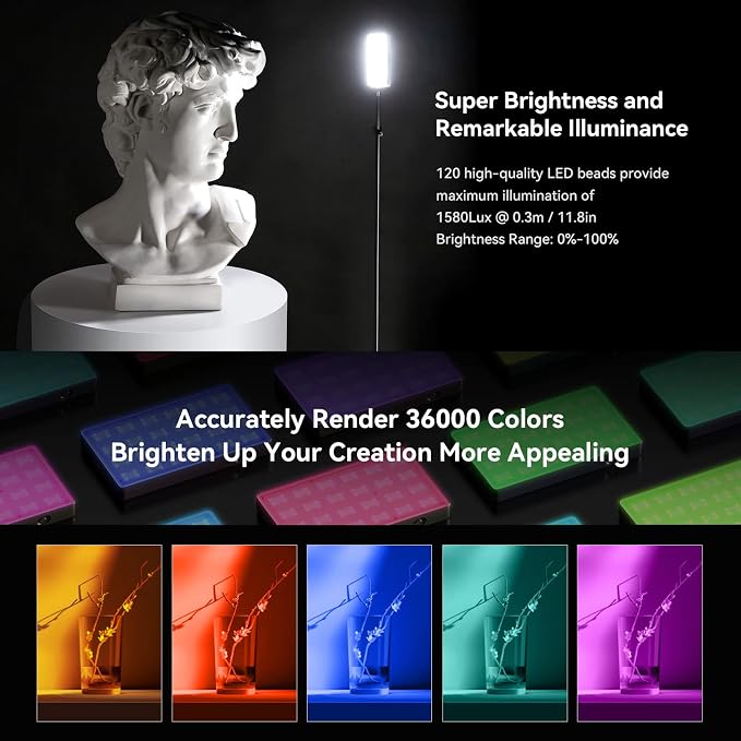 SmallRig RM120 RGB Video Light, 5000mAh 180 Minutes Portable Camera Light 7W - Image 7