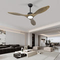 revoici Ceiling Fans with Lights Remote, 52inch Solid Amber Wood Ceiling Fan, 3 Blades Reversible DC Motor 3CCT Dimmable Lighting 3-Timer for Living Room Bedroom Farmhouse Patio