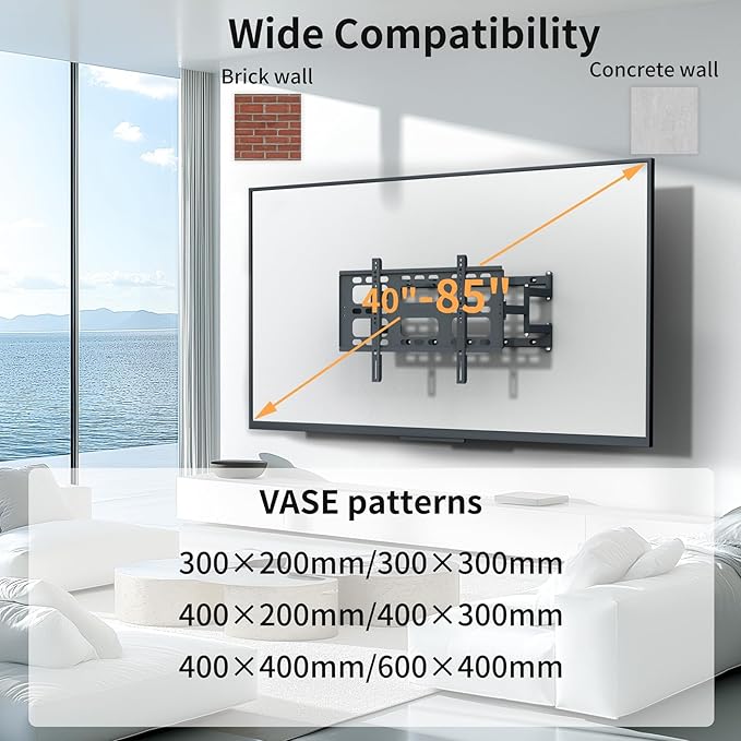 unho Heavy TV Wall Mount for 40-86 Inch TVs up to 220 lbs, Wall Mount tv Bracket Full Motion Max VESA 600 x 400mm,LED LCD Flat Panel Wall Mount tv