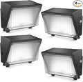 HYPERLITE LED Wall Pack Light: 120W Glass Lens LED Wall Packs Outside Lighting - 18000lm Flood Lights Outdoor with photocell 4 Packs for Area Parking Lot Driveway UL Listed