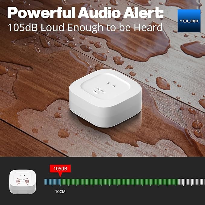 YoLink Smart Home Starter Kit: SpeakerHub & Water Leak Sensor 4 with 105dB Audio Alarm 1-Pack, SMS/Text, Email & Push Notifications, Freeze Warning, LoRa Up to 1/4 Mile Open-Air Range, w/Alexa, IFTTT