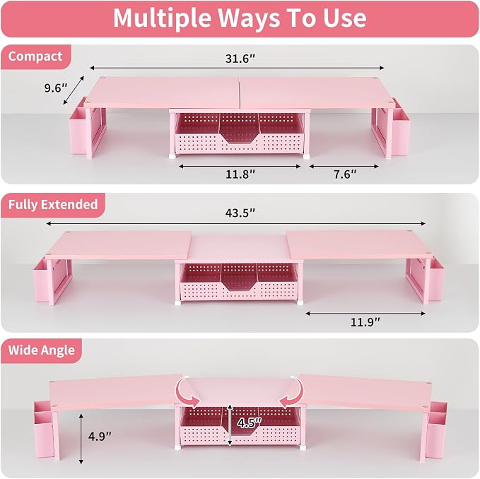 OPNICE Desk Organizers and Accessories, Dual Monitor Stand Riser - Image 3