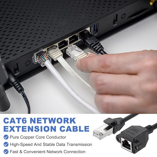 MECCANIXITY Cat5 Ethernet Extension Cable, 6.6Ft RJ45 Male to Female Screw - Image 3
