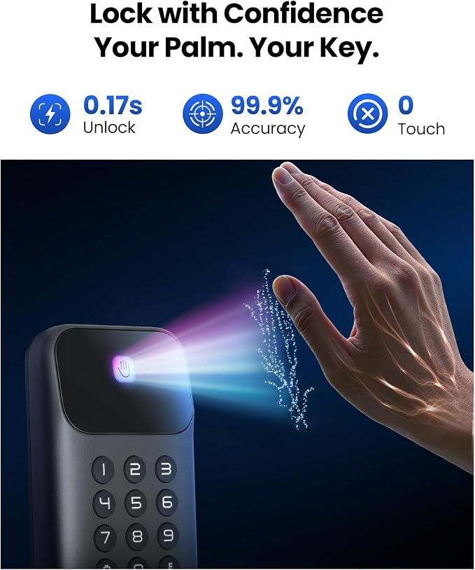 Lockin Veno Go - Smart Lock - Palm Vein Keyless Entry Door Lock - 5 Unlock - Image 3