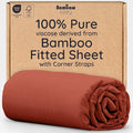 Bambaw 100% Viscose Derived from Bamboo Fitted Sheet Twin Size, Cooling Fitted Sheet Twin Size, 15’’ Deep Pocket, Breathable Bottom Sheets Only (Terracotta)