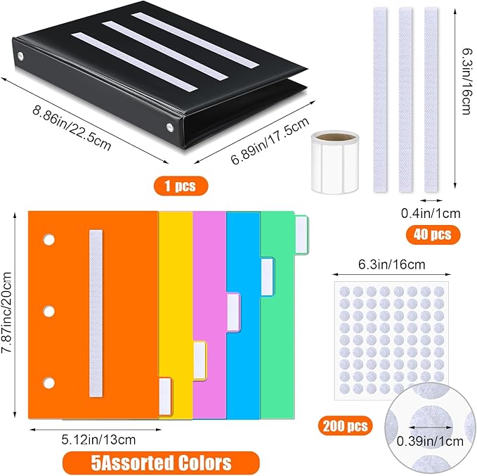 Ctosree 246 Pcs Communication Book Small Tools for Visual Schedule Picture Cards Include 3 Ring Binder Dividers 100 Adhesive Labels 5 Card Dividers for Kids ADHD(Multi Color)