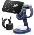 3 in 1 Wireless Charger Charging Station for iPhone,Qi2 Certified 15W Magnetic Charging Stand for Mag-Safe with 30W USB C Adapter&Friendly Night Light for iPhone 16/15/14/13/12,Apple Watch,AirPods