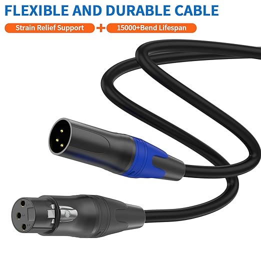 LanSenSu XLR Splitter Cable, 1 Female to 2 Male Patch Y Cable Balanced Microphone Splitter Cord Audio Adaptor 6.6ft (1Pack)