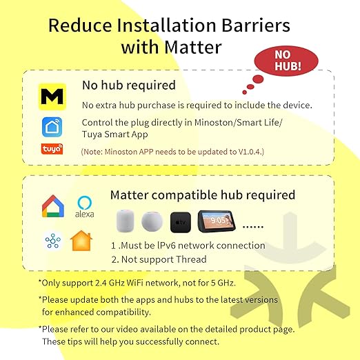 Minoston Matter Outdoor Smart Plug WiFi Heavy Duty Plug-in Outlet IP65 Waterproof, Compatible with Alexa Apple Home SmartThings Google Home, Smart Life, Remote Control, 15Amp Black (MP22M)